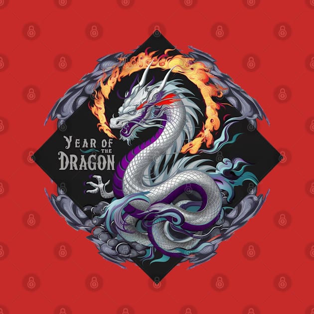 "Year of the Dragon: Majestic Ukiyo-e Inspired Art" - Chinese Zodiac Dragon by stickercuffs