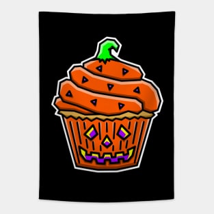 Spooky Jack-O-Lantern Cupcake - Orange Halloween Gift - Pumpkin Cupcake Tapestry