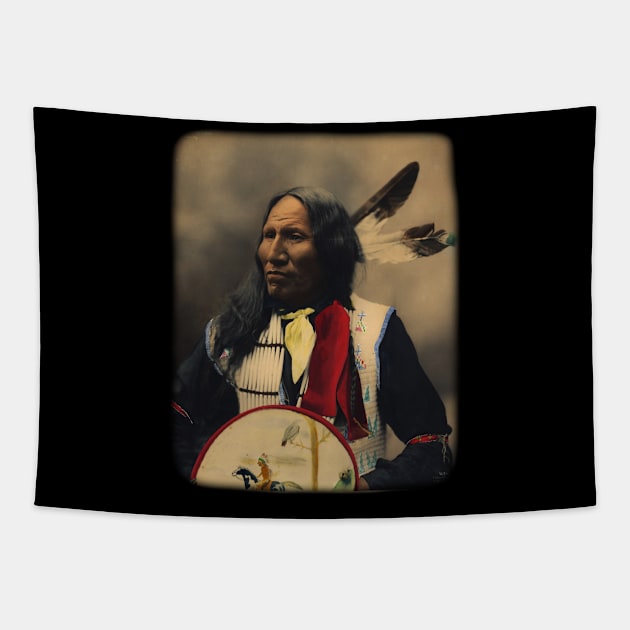 Oglala Sioux Lakota Chief Strikes With Nose Native American Tapestry by twizzler3b