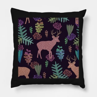 Deer in the Forest Pattern Pillow