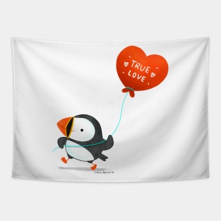 Puffin Bird With True Love Balloon Tapestry