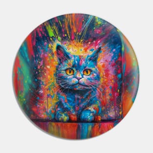 Colorful melting Cat by Farbrausch Art 2023 Pin