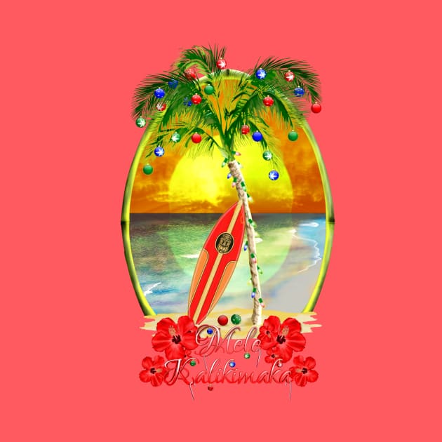 Mele Kalikimaka Hawaiian Surfing Christmas by macdonaldcreativestudios
