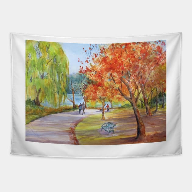 A Walk in the Park Tapestry by bevmorgan