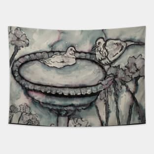 The Garden Bird Bath Tapestry