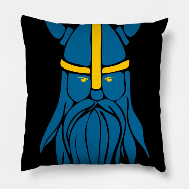 Swedish Sweden Viking Helmet With Horns graphic Pillow by merchlovers