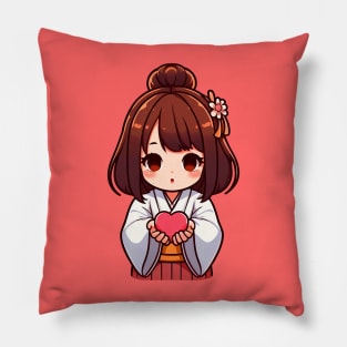 Do Good Little Japanee Girl Kimono Heart Giver Pillow