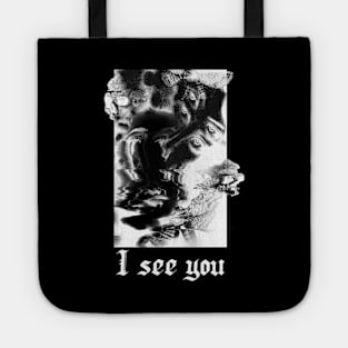 I see you, grunge style, acid art, skeleton Tote