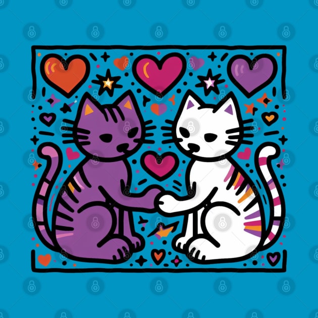 Show Your Love - Keith Haring inspired Cat Design by Tiger Mountain Design Co.