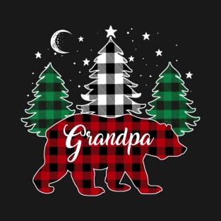 Grandpa Bear Buffalo Red Plaid Matching Family Christmas T-Shirt