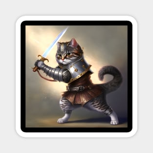 Cat with swords-Brave cat-Cats in Medieval times . Magnet