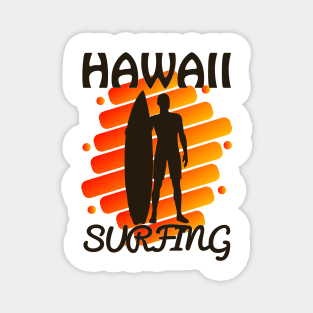 Vintage Hawaii Surfing Label Sunset Orange Magnet