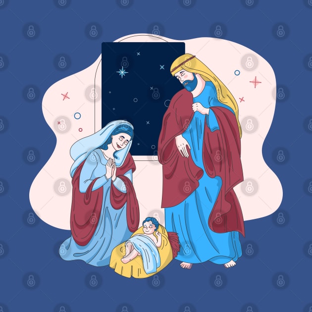 Nativity Scene Illustration by Mako Design 