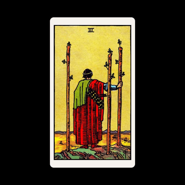 Card #24 - Three Of Wands - Rider Waite Smith Tarot by RetroFitted