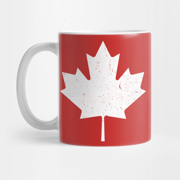 Made in England Vintage Tall CANADA Red Maple Leaf Pattern Coffee Mug