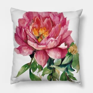 Loose Watercolor Peony 4 Pillow