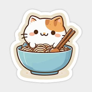 Cute Kitten in a bowl of ramen Magnet