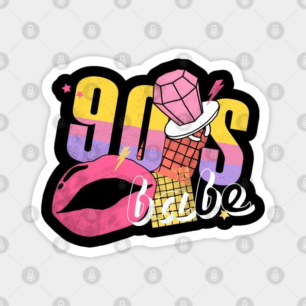 90s Babe Retro Groovy Design Magnet by The WYLD Tribe