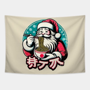 Vintage Japanese Christmas: Santa's Noodle Delight T-shirt Tapestry