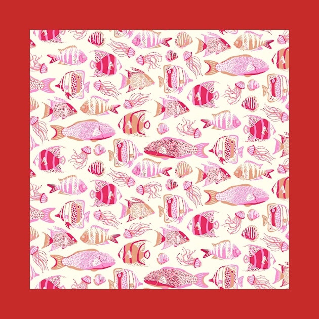 Pink Funky Fishes by Carolina Díaz