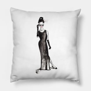 Audrey Hepburn Retro Girl 2 Pillow