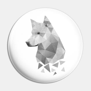 Dramabite Low-poly polygon grey wolf geometric minimal illustration Pin