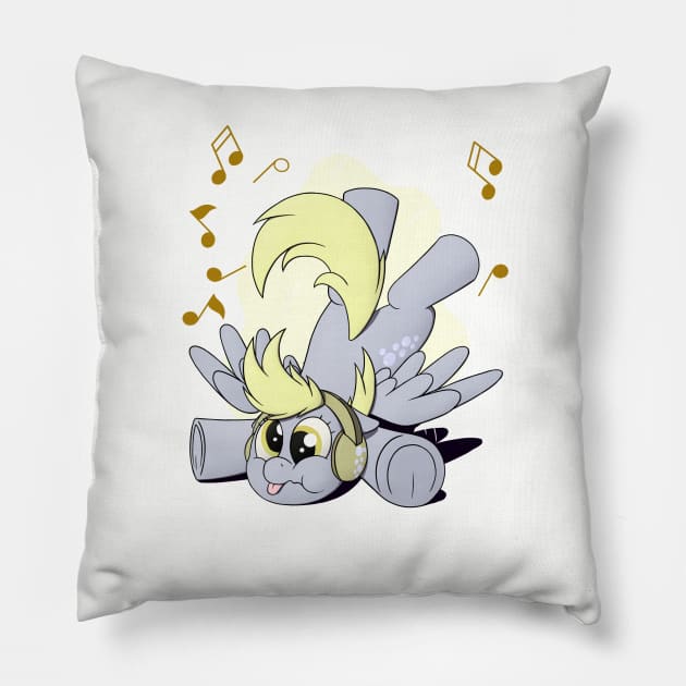 Derpy with Headphones Pillow by Heartbeat Unicorn