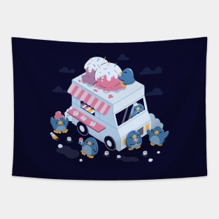 Frozen Truck Kawaii Penguins by Tobe Fonseca Tapestry