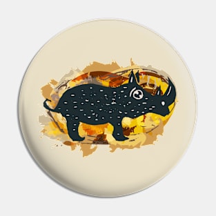 Cute rhino with abstract background Pin