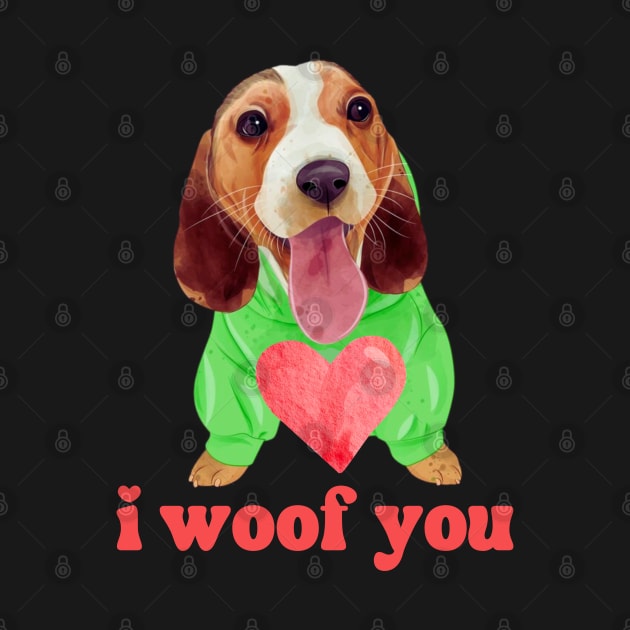 I Woof You Cute Beagle Dog With Heart Valentines Day by Illustradise