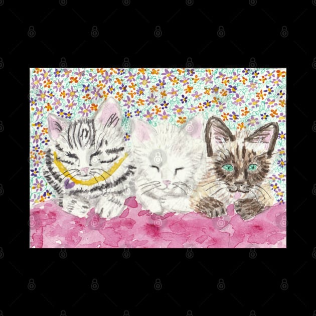 Cute kittens  cat watercolor painting by SamsArtworks