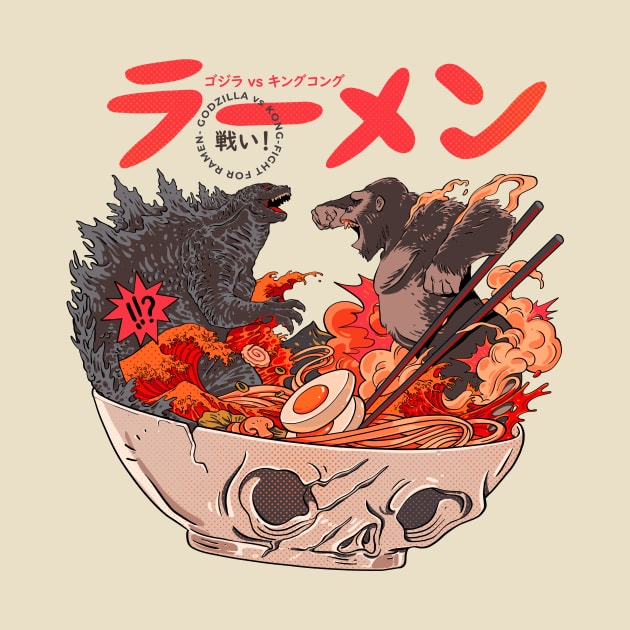 Godzilla vs Kong fight for ramen by yellowhit