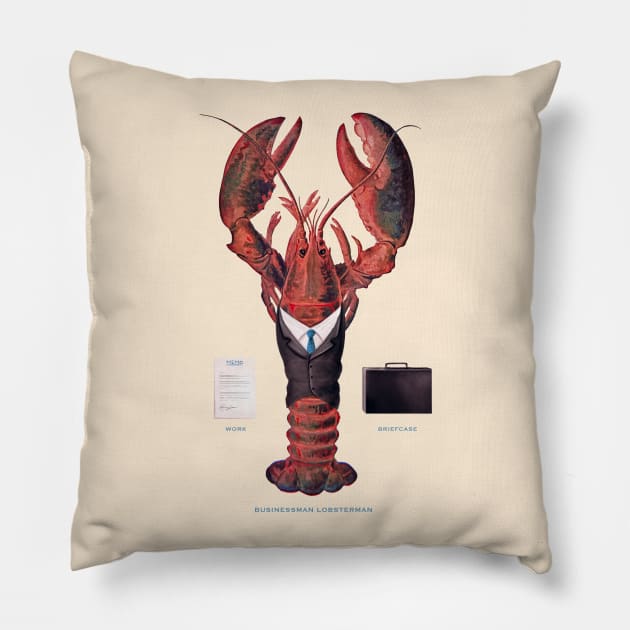 Businessman Lobsterman Pillow by CaptainHippo