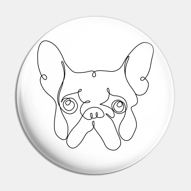 One Line French bulldog Pin by huebucket