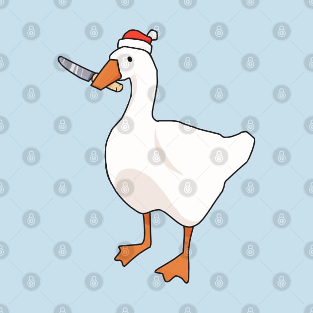 Goose with a knife in a New Year's hat by KamyShek89