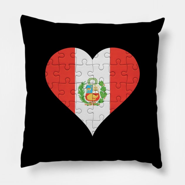 Peruvian Jigsaw Puzzle Heart Design - Gift for Peruvian With Peru Roots Pillow by Country Flags