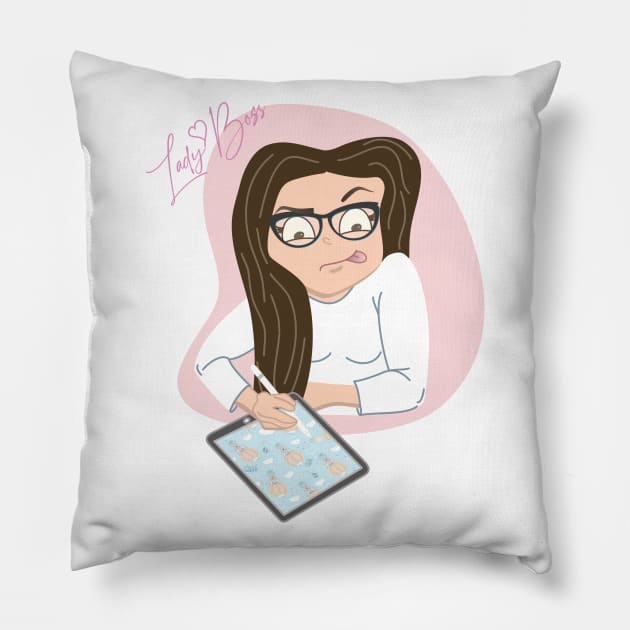 Lady boss vector character illustration Pillow by Arch4Design