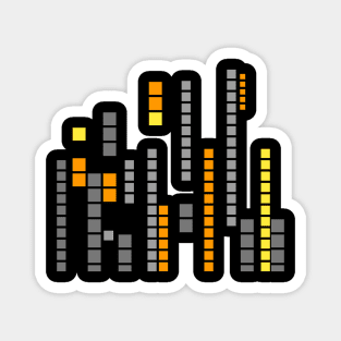 Geometric Pixel pattern orange gray Magnet