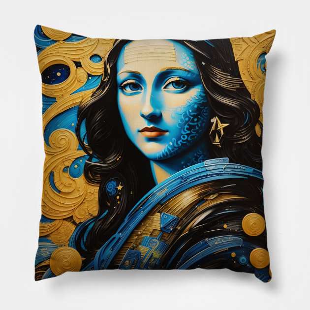 Modern Mona Lisa Pillow by JapKo