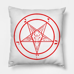 Red Baphomet Pentagram of The Church of Satan Pillow