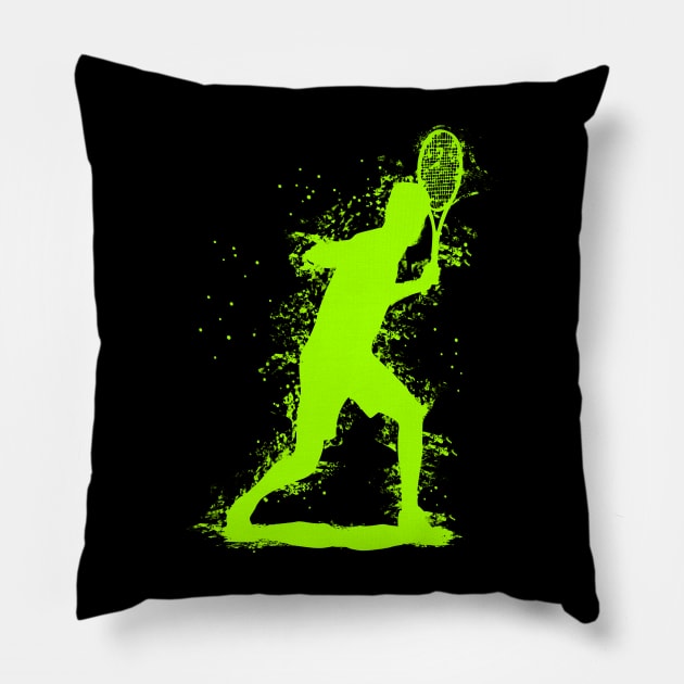 Abstract Watercolor style Tennis Art - Bright Green Pillow by DesignWood-Sport
