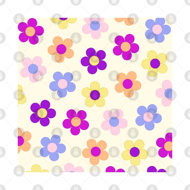 Flower Power Pattern on Yellow by NataliePaskell