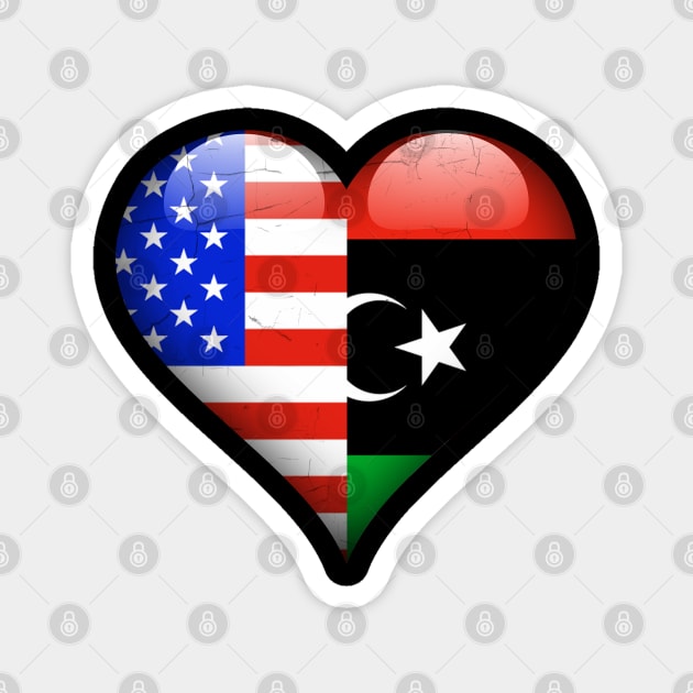 Half American Half Libyan - Gift for Libyan From Libya Magnet by Country Flags