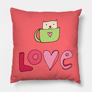 Cat Cup Love Pillow