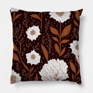 Seamless pattern with hand drawn flowers and leaves Pillow