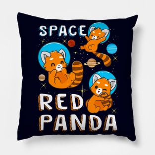 Red panda in Space Pillow