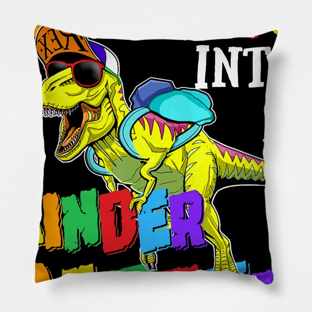 Roaring Into Kindergarten Dinosaur Back To School Pillow by bunnierosoff21835