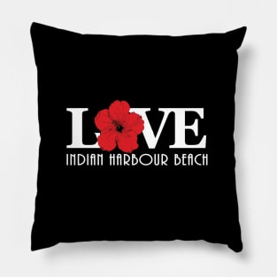 Love Indian Harbour Beach Red Hibiscus Pillow