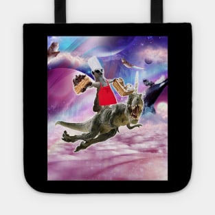 Lemur Riding Dinosaur Unicorn Eating Cake Tote