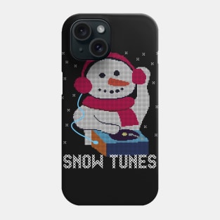 Ugly Christmas Sweater Snowman DJ playing Snow Tunes - Show Tunes Musical Theatre Phone Case
